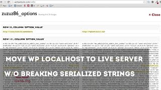 WordPress Move Localhost to Server without Breaking Serialized Strings [upl. by Cesya948]