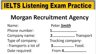 Morgan Recruitment Agency listening practice test 2024 with answers  IELTS Real Exam Listening Test [upl. by Amlez]