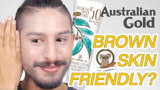 Australian Gold BOTANICAL SPF 50 TINTED FACE SUNSCREEN Brown Skin Friendly Review  Wear Test [upl. by Kurman]