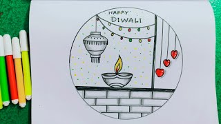 2024 Drawing for Diwali Festival with Pencil ampcolour\happy Diwali drawing viralvideo trendingart [upl. by Accber]