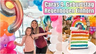 Claras 9 Geburtstag 🎂 Regenbogen Candy Cake backen Einhorn Sternenschweif Party Deko Mamiseelen [upl. by Mychal772]