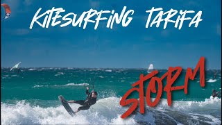 Kitesurfing Tarifa in a Storm 🌊 30 knots amp big waves Kiteboarding [upl. by Eiliah]