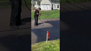 Professional Asphalt Spray Sealing quotWere Back In Blackquot shorts YouTube short Asphalt sealcoating [upl. by Gunner372]