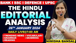 The Hindu Editorial Analysis 26th JANUARY 2024 Vocab Grammar Reading Skimming  Nimisha Bansal [upl. by Bowyer622]