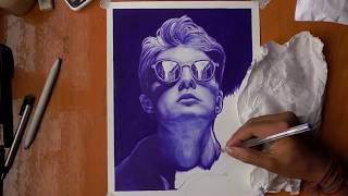 ballpoint pen drawing time lapse realistic [upl. by Eninahs]