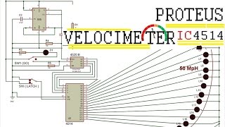 Proteus  IC 4067B  IC 4514B  Velocimeter Circuit [upl. by Sandie]