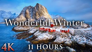 WONDERFUL WINTER 4K  11HRs of Epic Snow Scenes  Calming Music by Nature Relaxation™ [upl. by Maxi]