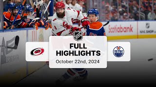 Hurricanes at Oilers  October 22 2024  NHL Full Game Highlights [upl. by Onid]