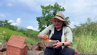 We made Kanda Bhajji in the nature  Cooking Onion Pakodas in the wild  Chef Smita Deo [upl. by Wight]