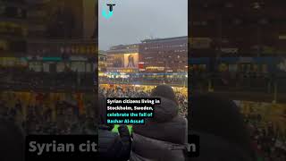 Syrian citizens living in Stockholm Sweden celebrate the fall of Bashar AlAssad [upl. by Annoid]