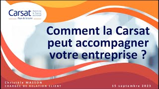 Conférence en ligne  Comment la Carsat peut accompagner votre entreprise [upl. by Noble]