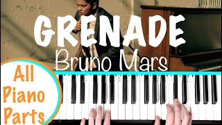 How to play GRENADE  Bruno Mars Piano Tutorial Chords Accompaniment [upl. by Ingmar]