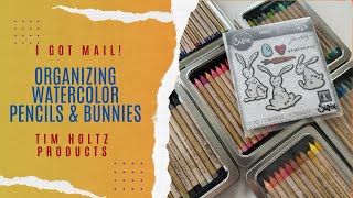 I got mail Organizing all the Tim Holtz Distress Watercolor Pencils amp Bunny Stitch Sizzix dies [upl. by Rofotsirk]