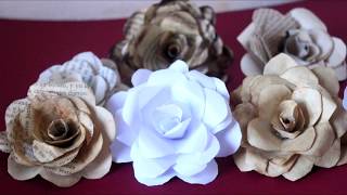 DIY  How to Make Vintage Paper Roses  Recycling [upl. by Eilsew]