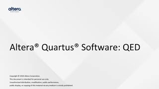 Altera® Quartus® Software QED [upl. by Bonacci862]