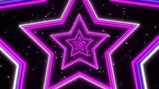 Pink and Purple Shining Stars Neon Lights Tunnel  4k abstract background screensaver with particles [upl. by Nalyk977]