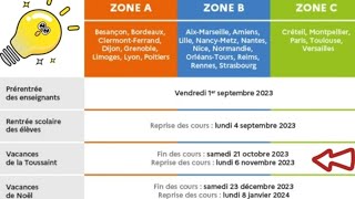 Le calendrier des vacances en France pour lannée scolaire 20232024 [upl. by Yboc562]