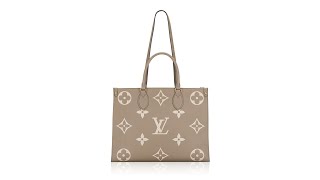 Louis Vuitton Monogram Empreinte Bicolor Onthego MM Tourterelle Creme [upl. by Arihsaj]