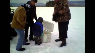 Brook trout worth 2000 in Roxbury Pond ice fishing derby [upl. by Yatnoj214]