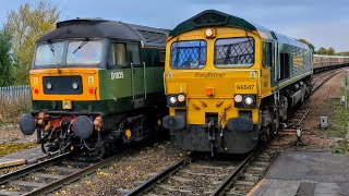 Trains at Mexbrough station including LSL 47s statesman rail 181024 trains trainspotting [upl. by Ilojne]