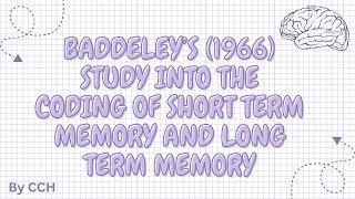 AQA LEVEL PSYCHOLOGY  Memory Baddeley’s 1966 study [upl. by Fredrick229]