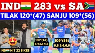 IND🇮🇳 2831 😱 Biggest Total vs SA🇿🇦  Sanju Samson 109 Tilak Varma 120  Pak Public Reactions [upl. by Faustina]