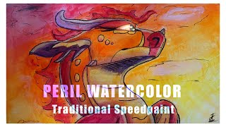 FLAMING SUNSET  PERIL WOF WATERCOLOR SPEEDPAINT [upl. by Desirea]