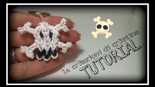 Tutorial Teschio con Elastici RAINBOW LOOM  DIY Charm Halloween Skull Skeleton [upl. by Gilletta2]