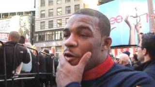 Jordan Burroughs after win in USA v Russia Dual in Times Square [upl. by Auqinahs]