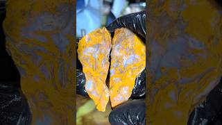 Cutting Yellow Rock Reveals Moss Agate [upl. by Auhso]