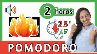 🍅POMODORO 2 horas Ruido BLANCO de Sonido de CHIMENEA FUEGO TEMPORIZADOR Funciona ✅📚🚀4x255 [upl. by Buckingham]