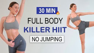 30 Min FULL BODY KILLER HIIT  Apartment  Small Space Friendly  Intense Fat Burn No Repeat [upl. by Pulling926]