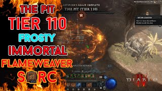 Diablo 4  The Pit Tier 110 Immortal Flameweaver Fire Bolt Sorcerer Clear Season 4 [upl. by Alyahsal]