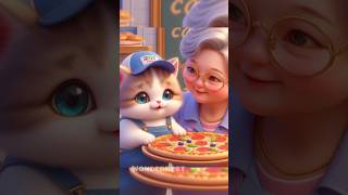 Cute cat and grandmother eating 🍕 pizza cute ai cutecat catlover story [upl. by Enegue220]