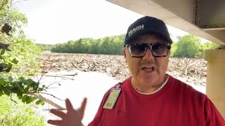 Live Massive logjam on Neosho River at Twin Bridges State Park is a growing problem [upl. by Asiled868]