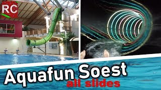 AquaFun Soest  alle Rutschen  all slides mit FunAconda POVs 2018 [upl. by Llekcir]