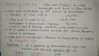 Lecture 03  Production of Citric acid [upl. by Ahsiryt]