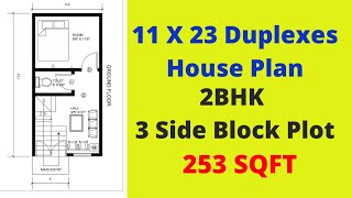 11 X 23 Duplexes House Plan  11 x 23 Ghar Ka Naksha  253 SQFT [upl. by Lynd590]