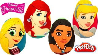 4 Ovos Surpresas das Princesas da Disney Cinderela Ariel Rapunzel e Moana [upl. by Nnayecats]