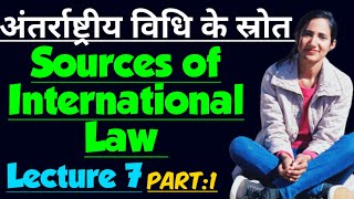 SOURCES OF INTERNATIONAL LAW WITH CASE LAWS IN HINDI FOR LLB UPSC  अंतर्राष्ट्रीय विधि के स्रोत [upl. by Berta]