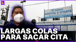 Ate Pacientes denuncian largas colas para sacar una cita médica en EsSalud [upl. by Katalin]