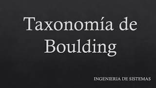 Taxonomía de Boulding [upl. by Aceissej]