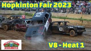 Hopkinton Fair 2023 Saturday V8 Heat 1 Demolition Derby 4K UHD [upl. by Raffaello]