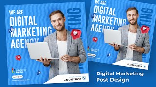 Photoshop Tutorial  Digital Marketing Post Design [upl. by Holland]