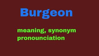 Burgeon Meanning in English pronounciation synonym amp usage [upl. by Enitsenrae]