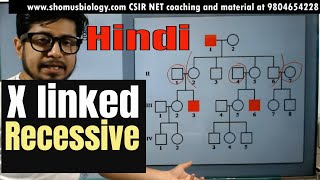 X linked recessive inheritance pedigree in Hindi  how to solve x linked recessive pedigree [upl. by Aron]