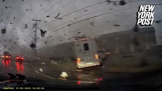 Shocking video shows the moment a car gets totaled by deadly Tennessee tornado [upl. by Veta]