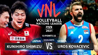 Kunihiro Shimizu vs Uros Kovacevic  Japan vs Serbia  VNL 2021  Highlights [upl. by Sesiom402]