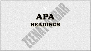 APA Headings [upl. by Amick]