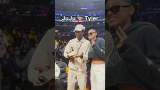 JuJu Watkins Hangs Out with Tyler the Creator Courtside [upl. by Eidnam]